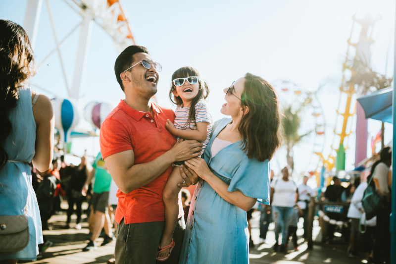 family bonding on street